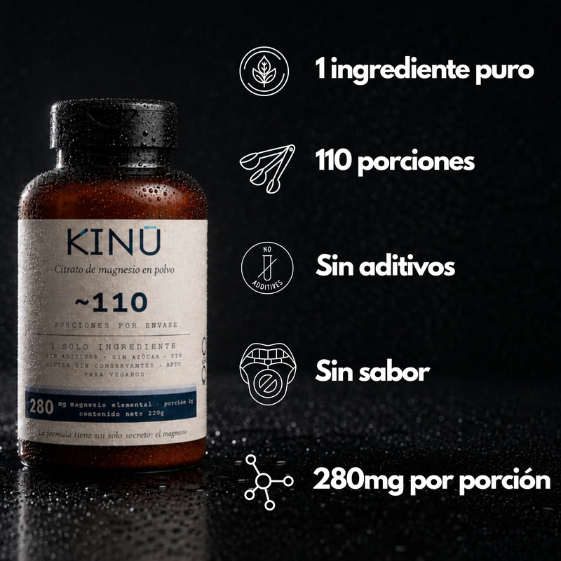 KINU Magnesio | Citrato Puro en Polvo para Dormir Mejor